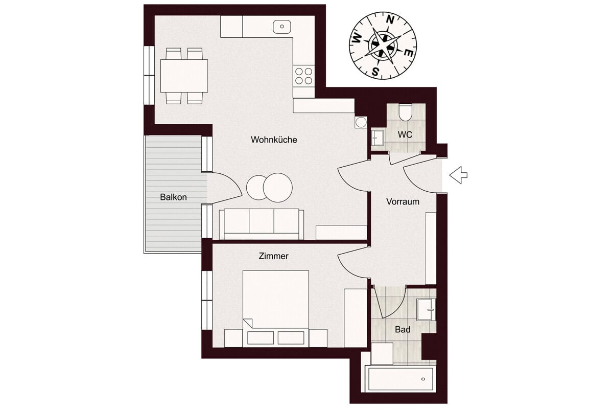 Rorula - Sicheres Investment ohne Verwaltungsaufwand – vermietet, mietenpoolgesichert und in Top-Lage der Brigittenau | Augarten um die Ecke | Fußläufig U2, U4 & U6 - Immobilienmakler in Oberösterreich grundriss 2d